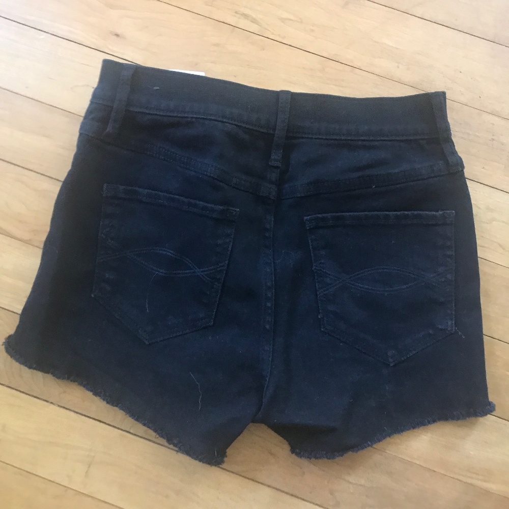Black high rise denim shorts